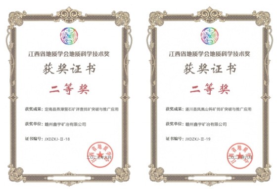 江西省地质学会地质科学技术奖二等奖